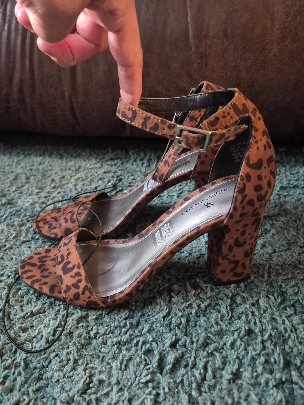 Worthington Animal Print Block Heels Open Toe 6.5 NWOB